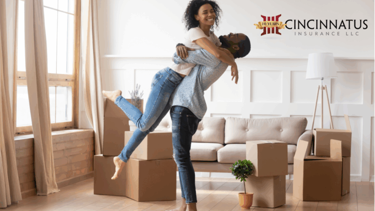 smiling couple relaxing on sofa in new home